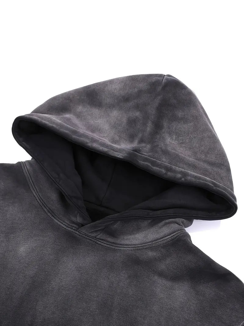 Vintage Black Hooded Sweatshirt with Bold Mouth Design
