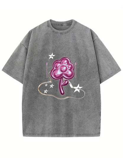 Gray Vintage Bubble Flower T-shirt